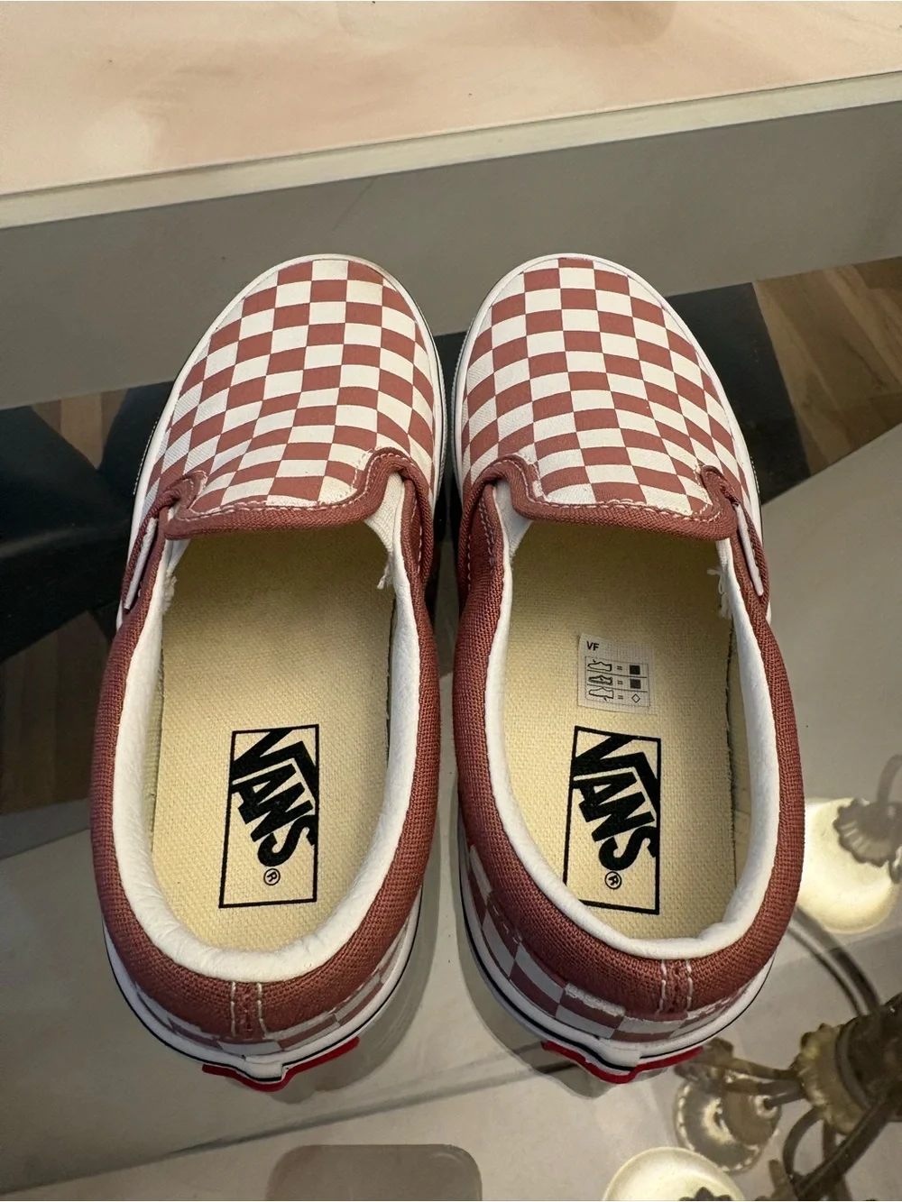VANS Classic Slip-On Unisex Kids Low Top Canvas Burgundy/White Check US 1